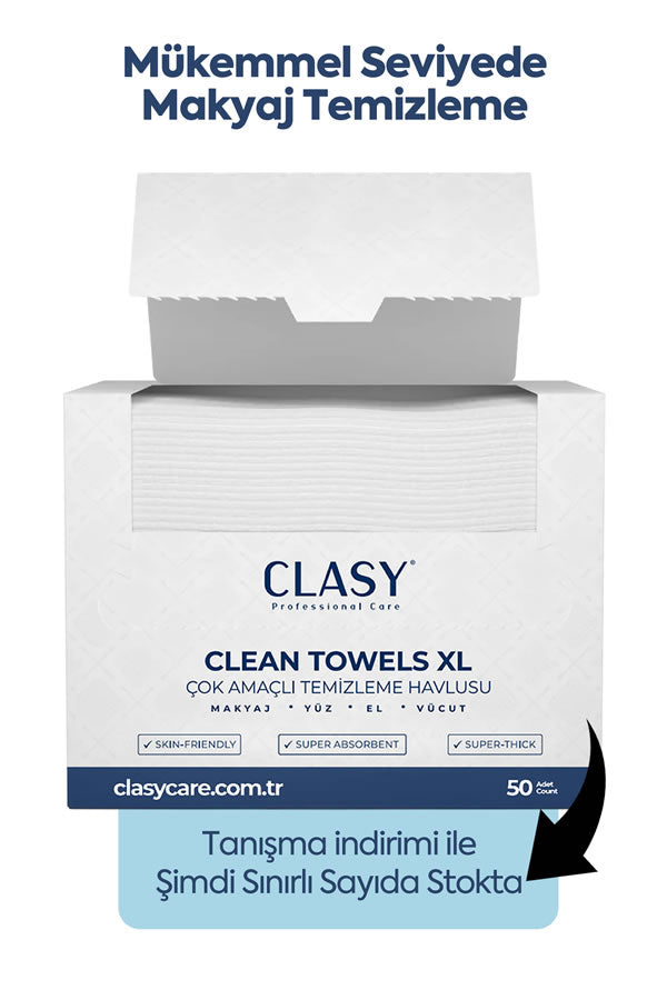 Clean Towels XL — Полотенца для снятия макияжа и умывания, 50 шт.